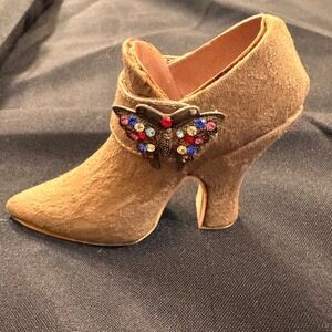 VTG‎ 1999 Mini Popular Imports Putting On The Ritz Brown Damask Style Suede Boot